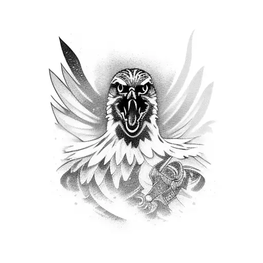 scary hawk tattoo design idea