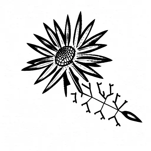 pine tree, beetle, fern, black eyed Susan  tattoo design idea