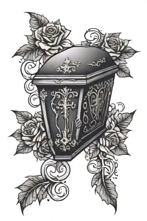 gothic coffin tattoo design idea