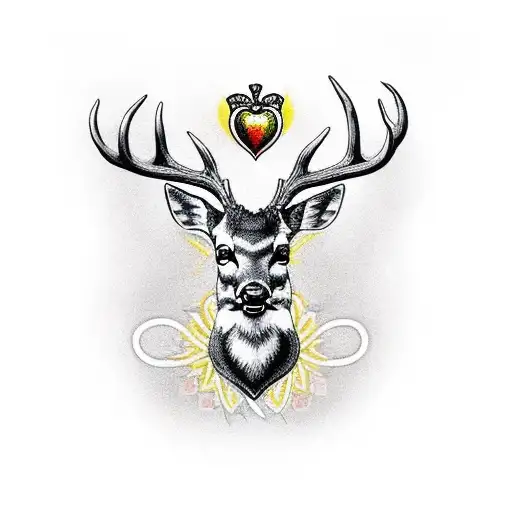 deer with claddagh  tattoo design idea