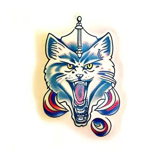 Deusa isis com gatos tattoo design idea