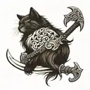 sword and animal tattoo design idea