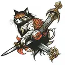 sword and animal tattoo design idea