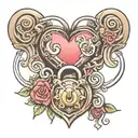 g and p linked with heart shaped lock tattoo design idea
