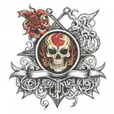 nu metal band logos intertwined tattoo design idea