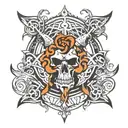 nu metal band logos intertwined tattoo design idea