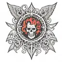 nu metal band logos intertwined tattoo design idea