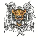 nu metal band logos intertwined tattoo design idea