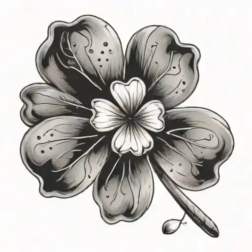 Roman numeral 6 in a clover leaf tattoo design idea