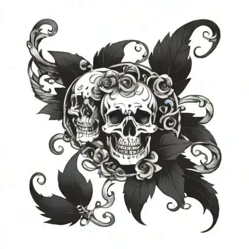 smile now cry later, Skulls intertwined with vines tattoo design idea