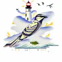 Oregon lighthouse with birds tattoo design idea