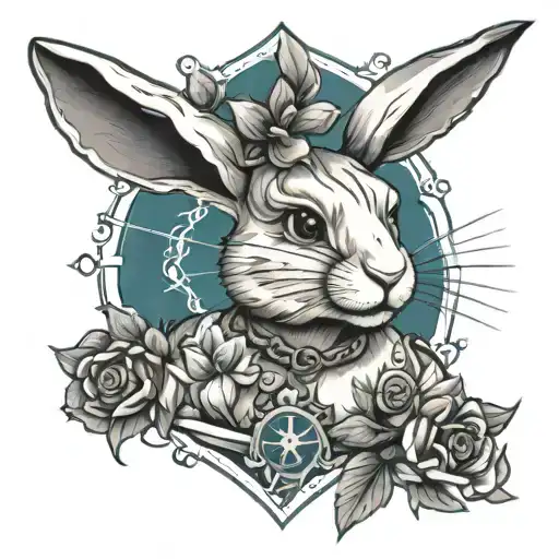 fitness bunny rabbit tattoo design idea