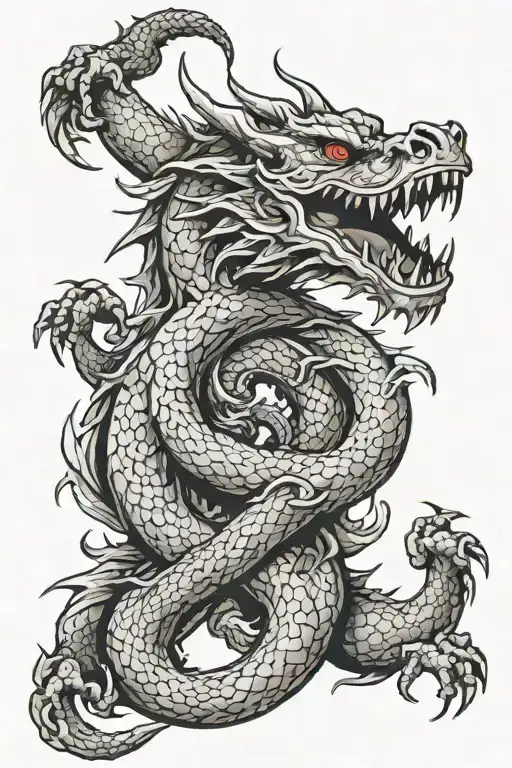 dragon tearing skin and gets out of body tattoo design idea