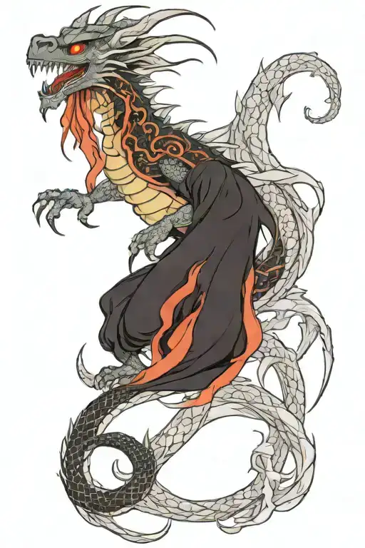 dragon tearing skin and gets out of body tattoo design idea