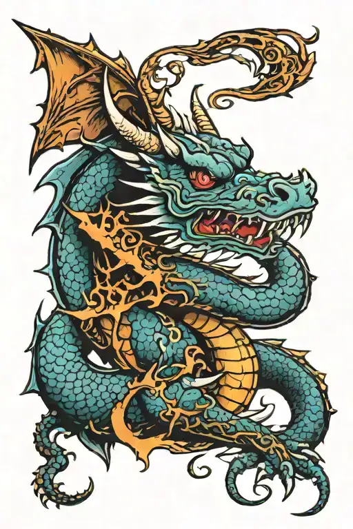 dragon tearing skin and gets out of body tattoo design idea