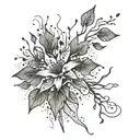 Neuron that turns into a plant with florals  tattoo design idea