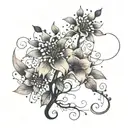 Neuron that turns into a plant with florals  tattoo design idea