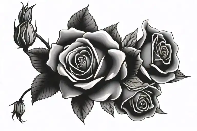 birthday with roses wrapped tattoo design idea