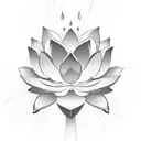 lotus flower, lily flower, with light rays in background, crown tattoo design idea