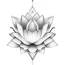 lotus flower, lily flower, with light rays in background, crown tattoo design idea