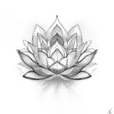 lotus flower, lily flower, with light rays in background, crown tattoo design idea