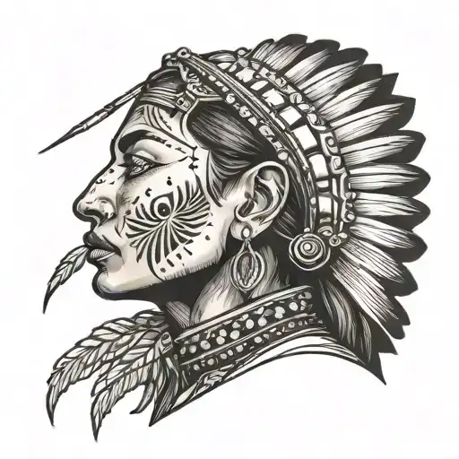 nomad female side profile with light rays coming out of her eyes  tattoo design idea