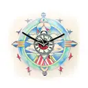 area code 214 plane clock and god tattoo design idea