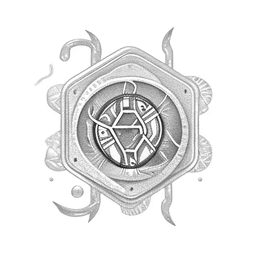 coin with fisherman inside  tattoo design idea