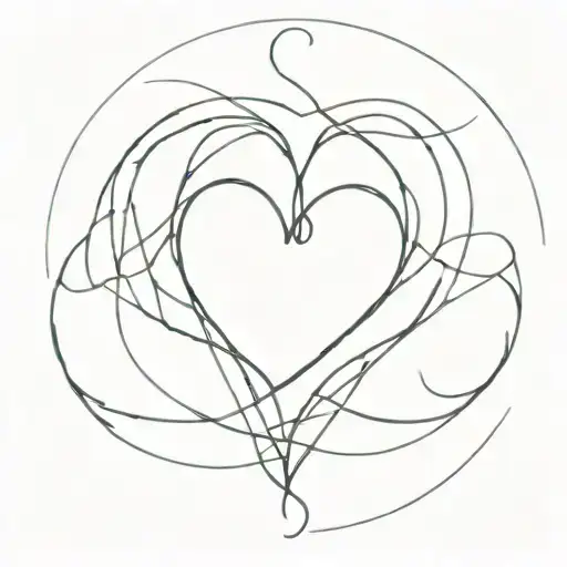 A minimalist tattoo of a heart made out of intertwined stretch marks, symbolizing self-love and acceptance tattoo design idea