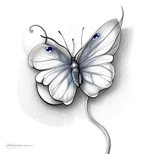 Blue butterfly with eyes in the wings tattoo design idea