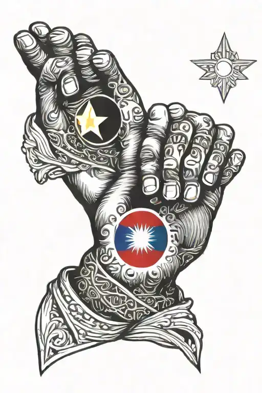 Philippine flag with praying hands holding each other tattoo design idea