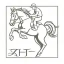 A silhouette of a horse jumping with letter H tattoo design idea