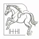 A silhouette of a horse jumping with letter H tattoo design idea