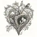 Branches on the shape of a heart with Winnie the Pooh, Tigger, Roo, Owl, Kanga, Rabbit and Piglet inside the heart.  tattoo design idea