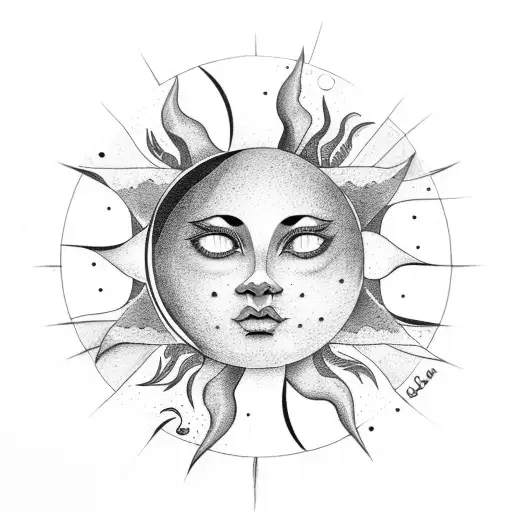 Moon and sun  tattoo design idea