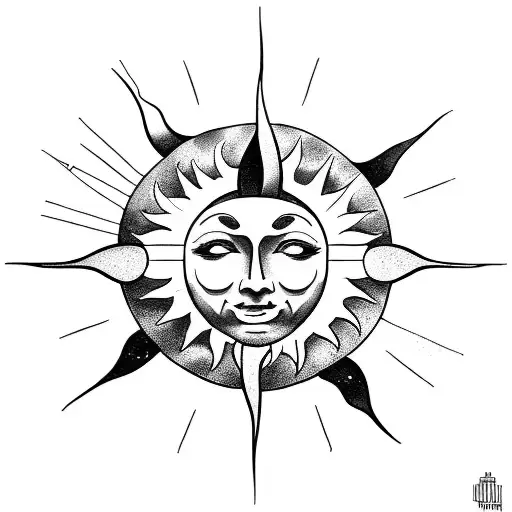 Moon and sun  tattoo design idea