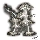 lightning storm clouds with lightning tattoo design idea