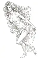 full body Aphrodite realistic facing forward tattoo design idea