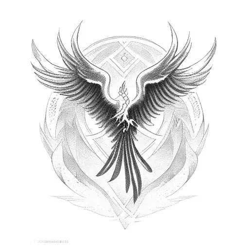 Phoenix with ukrainian traditions tattoo design idea