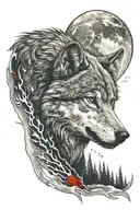 wolf , moon and blood tattoo design idea