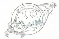 BTS song epiphany, moon and magic shop nestled tattoo design idea