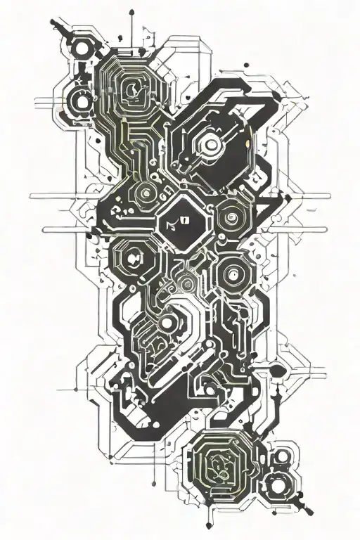 adrenaline molecular structure versus electric circuit diagram, black&white punk style tattoo design idea