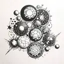 LSD molecule; conceptual tattoo; bleack & white; simple traces;planets tattoo design idea