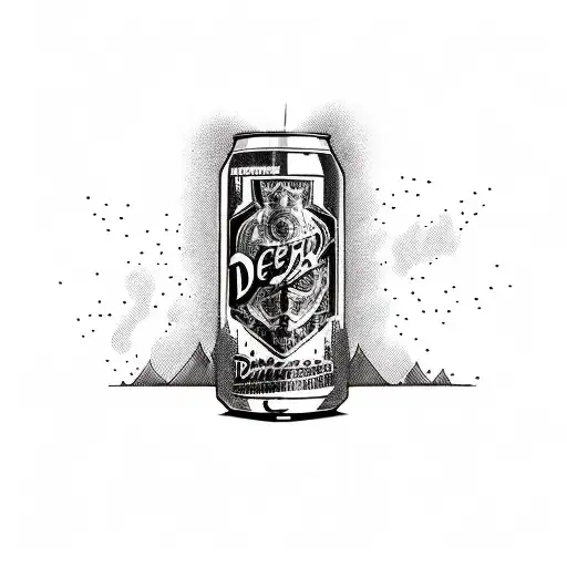 energy drink with label that says dead inside but caffeinated  tattoo design idea