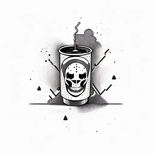 energy drink with label that says dead inside but caffeinated  tattoo design idea