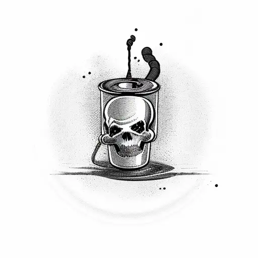 energy drink with label that says dead inside but caffeinated  tattoo design idea
