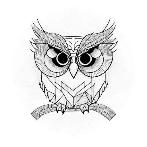 Owl lines squares and triangles tattoo design idea