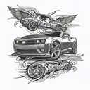 wheels Camaro car tattoo design idea