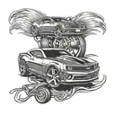 wheels Camaro car tattoo design idea