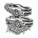wheels Camaro car tattoo design idea
